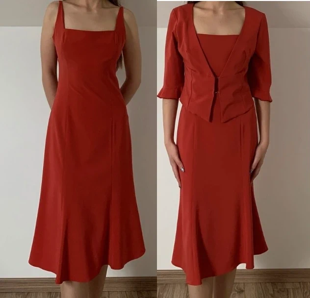 2 részes midi ruha + rövid blézer vintage szett a 90-es évekből / 90s 2 pieces midi dress + cropped blazer vintage set